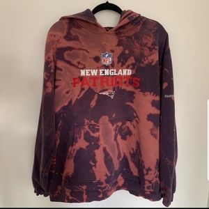 Custom Patriots Football Bleached Tie Dye Hoodie $